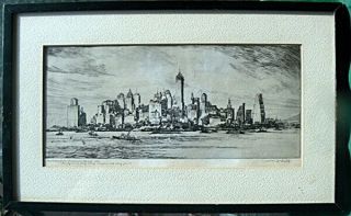 William Charles Mcnulty 1884 - 1963 York From Govenors Island Etching 1930