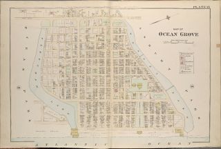 1889 Ocean Grove Monmouth County,  Jersey Tabernacle Auditorium Atlas Map