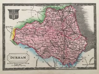 1847 Antique Map - Durham - From Johnson 