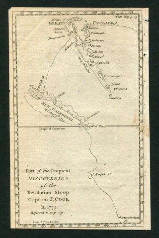 1776 Antique Map Caledonia Pacific Islands Vanuatu Zealand
