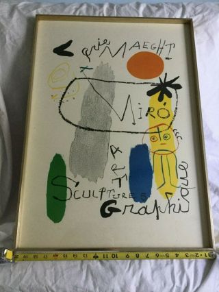 1950 Miro Lithograph Art Sculpture Graphique Signed and frame 2