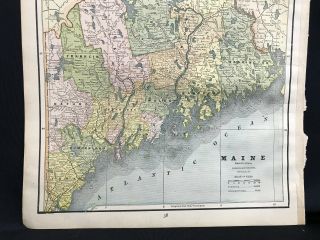 1887 - State of Maine Antique Map - Cram ' s Unrivaled Atlas - 3