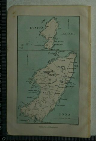 1892 Vintage Bartholomew Map Of Staffa And Iona,  Scotland