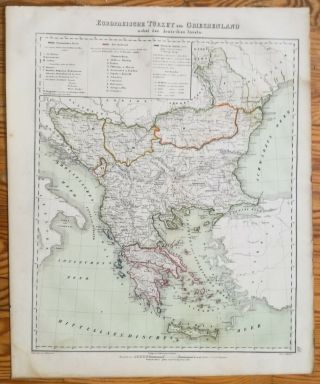 Berghaus: Large Map Greece Turkey In Europe - 1858