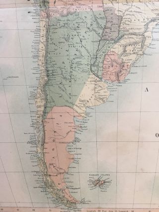 1858 SOUTH AMERICA LARGE ANTIQUE MAP BY ADAM & CHARLES BLACK 2