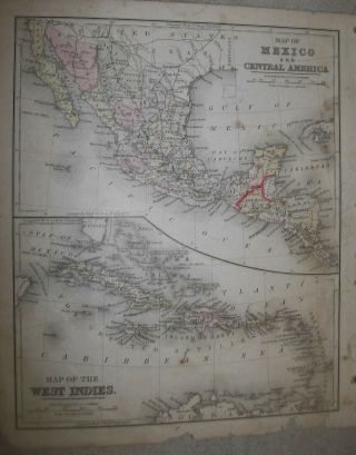 Map; Mexico & Central America - Map Of West Indies 1887