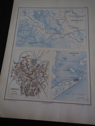 Antique Maps Of Civil War Battle Sites In Louisiana,  Tennessee And Texas