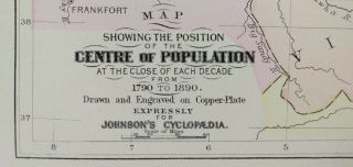Center Of Population 1896 Vintage Map 11 " X8 " Old Antique Mapz