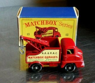 Matchbox Lesney Wreck Truck Thames 13 - C Red Silver Hook Cn