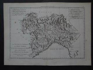 1787 Bonne Desmarest Atlas Map Genes - Piedmont - Milan Parma - Italy - Italie