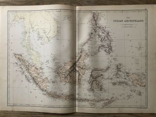 1884 East Indies Large Coloured Antique Map By W.  G.  Blackie
