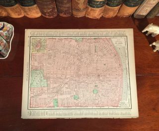 1898 Antique Map St Louis Missouri Mo Parks Streets Historic Landmarks
