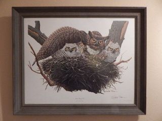 1969 Richard Sloan Lithograph Print Great Horned Owl - Privatecollection J.  L.  Wade