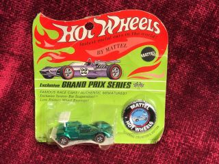 1969 Hot Wheels Redline Chaparral Gran Prix Series Green Blister Pack HW Mattel 2