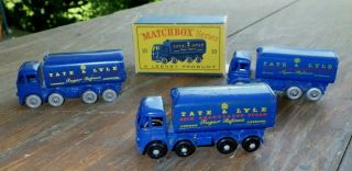 3 Matchbox Lesney No.  10 Tate Lyle Sugar Containers Foden 15 Ton & 1 Box Cn