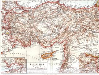 C.  1890,  Cyprus & Anatolia - Ottoman Turkey Syria Iraq Georgia Armenia Antic Map