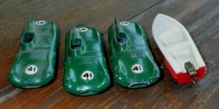 3 Matchbox Lesney Cars No.  41 D Type Jaguar & 48 Boat CN 4