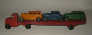 1931 Tootsietoy C - Mack Auto Transport With 2 Buick Sedan & 1 Buick Coupe Bn10
