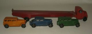 1931 Tootsietoy C - Mack Auto Transport with 2 Buick Sedan & 1 Buick Coupe BN10 4