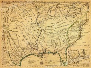 1718 Lousiana Territory & Mississippi River Historic Map - 24x32