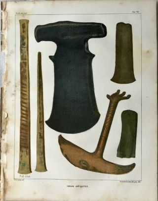 Antique Litho,  Us Naval Expedition,  Indian Antiquities,  Axe,  Chile,  Peru,  1855