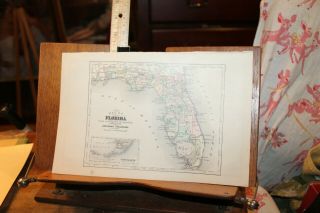 Antique 1885 Map Florida And The Florida Keys
