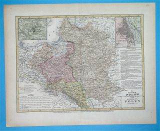 1850 Map Poland Lithuania Belarus Ukraine Vilnius Warsaw - City Plan