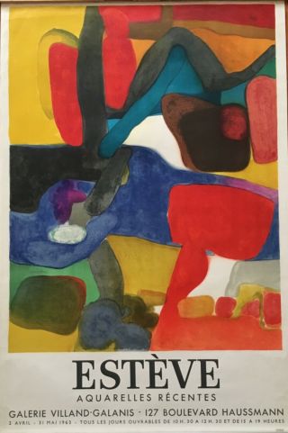 1963 Listed Artist Maurice Esteve Colorful Abstract Lithograph By Mourlot Large
