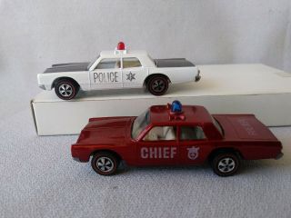 1969 Hot Wheels Redline Police Cruiser & Fire Chief Cruiser -