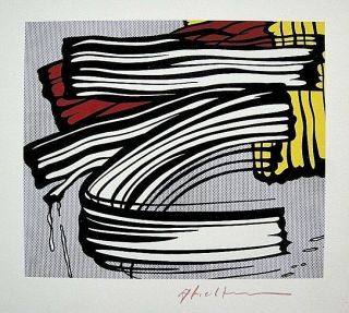 Roy Lichtenstein Hand Signed Signature Little Big Painting Print W/ C.  O.  A.