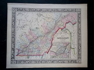 Vintage 1860 Montreal - Canada East Map Old Antique Atlas Map 100918