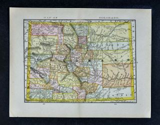 1885 Mcnally Map - Colorado - Denver Bolder Pueblo Fort Collins South Park - Co
