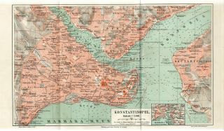 1895 Turkey Constantinople Istanbul City Plan Antique Map