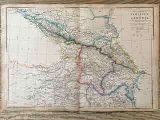 1859 Caucasus & Armenia Hand Coloured Antique Map By W.  G.  Blackie