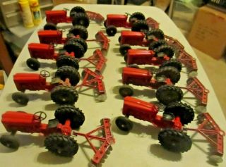 Tootsietoy 10 Farm Tractor W/ Disc Trailer All Are 10 Tractors 10 Disc