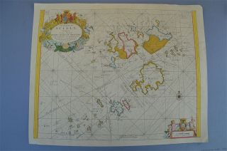 Vintage Decorative Marine Chart Sheet Map Of The Islands Of Scilly 1689