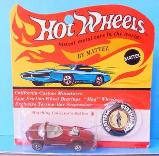 1960s Hot Wheels Redline Silhouette Dark Red Us Base Minty Carded