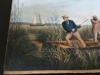 CURRIER AND IVES LITHOGRAPH - Duck Hunting? - Very Old 13 X 20. 7