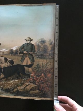 CURRIER AND IVES LITHOGRAPH - Quail Shooting - Very Old 13 X 20. 12