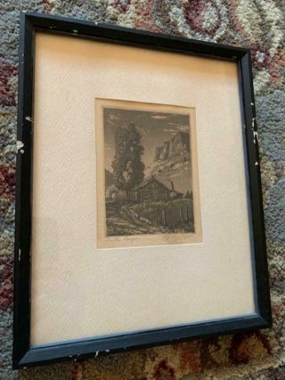 Lyman Byxbe Etching Aquatint " In The Canyon " Colorado 1938 Signed Framed