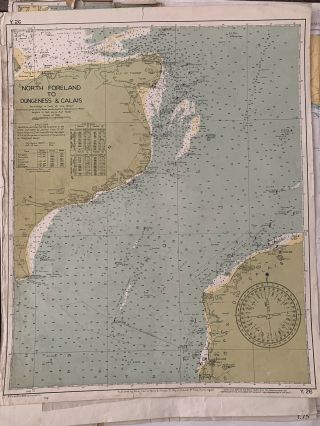 17 x NAUTICAL ADMIRALTY CHARTS ETC FROM 1950 ' S AND 1960 ' s ENGLISH CHANNEL FRANCE 2