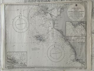 17 x NAUTICAL ADMIRALTY CHARTS ETC FROM 1950 ' S AND 1960 ' s ENGLISH CHANNEL FRANCE 4