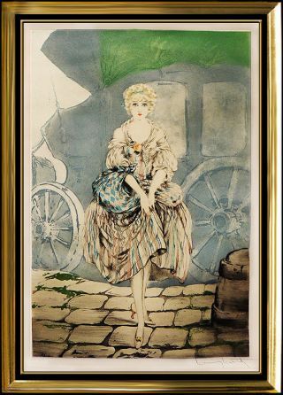 Louis Icart Colored Etching Hand Signed Art Deco Female Portrait Manon