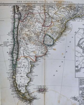 1873 Stieler Map - Patagonia Argentina Uruguay Chile Rio de Janeiro Brazil 2