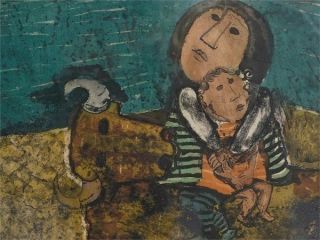Graciela Rodo Boulanger Mother & Child On Bull Signed Numbered Etching Aquatint