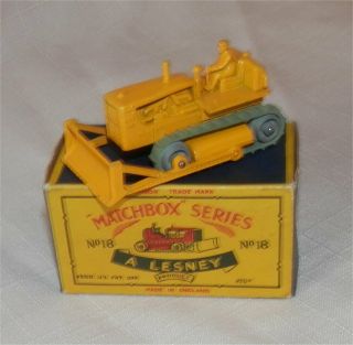 1950s.  Matchbox Lesney Moko 18 B Caterpillar Bulldozer.  In C Box All