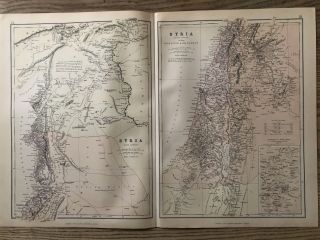 1884 Syria & Palestine Large Coloured Antique Map By W.  G.  Blackie