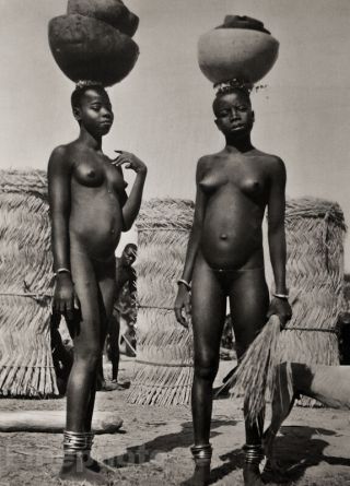 1952 Vintage Print Africa Ethnic Black Negro Tribal Female Nude Woman Photo Art