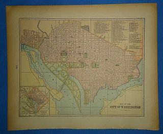 Vintage 1895 Washington Dc Map Old Antique Atlas Map 50919