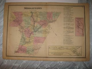 Antique 1869 Middletown Margaretville Kingston Delaware County York Map